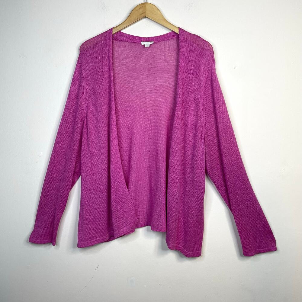 J Jill Linen Blend Lightweight Open Front Cardigan Sweater Pink Womens Plus 2X